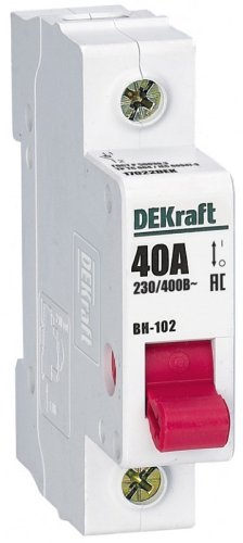 Выключатель нагрузки (мини-рубильник) DeKraft ВН-102 1п 40А тип AC картинка